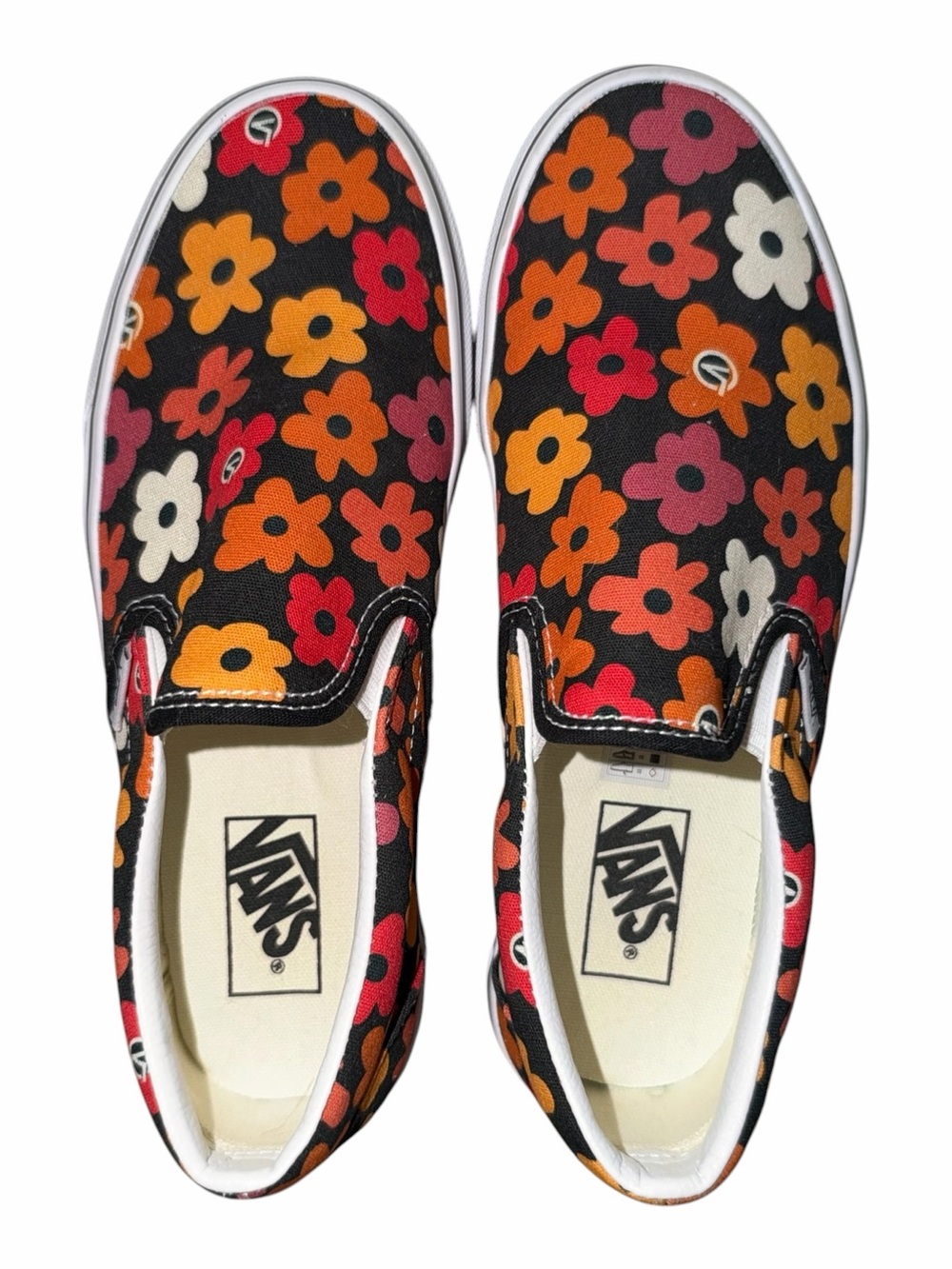 Vans Women’s Slip-On Floral Canvas Sneakers - Black, Orange, Red, Pink, White